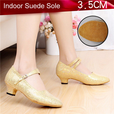 Sieviešu deju apavi ar slēgtu purngalu Glitter Ballroom Party Tango Ballroom Moderni deju papēži sievietēm iekštelpās ar papēžiem 3,5/5,5 cm