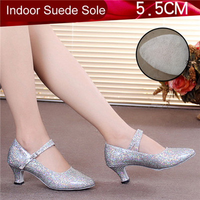 Sieviešu deju apavi ar slēgtu purngalu Glitter Ballroom Party Tango Ballroom Moderni deju papēži sievietēm iekštelpās ar papēžiem 3,5/5,5 cm