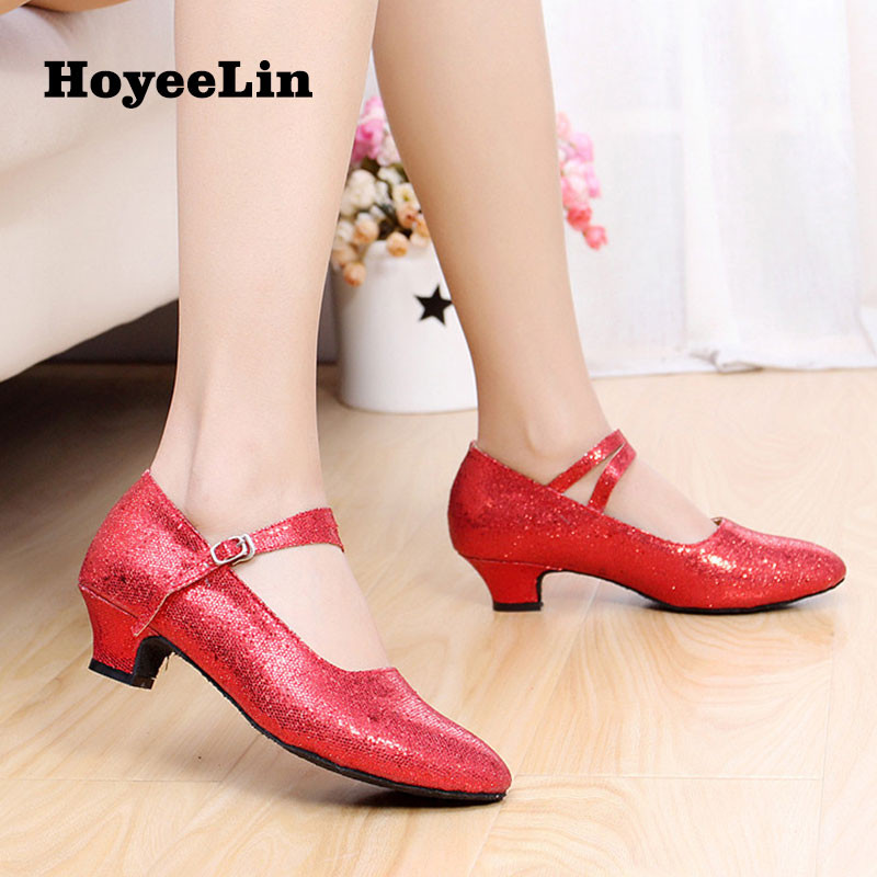 Sieviešu deju apavi ar slēgtu purngalu Glitter Ballroom Party Tango Ballroom Moderni deju papēži sievietēm iekštelpās ar papēžiem 3,5/5,5 cm