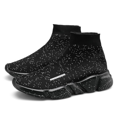 Melnas zeķu kedas vīriešiem Ikdienas elpojošas aušanas augstas skriešanas apavi sievietēm platforma Mīkstas vingrošanas zeķes pastaigu apavi Sieviešu trenažieri