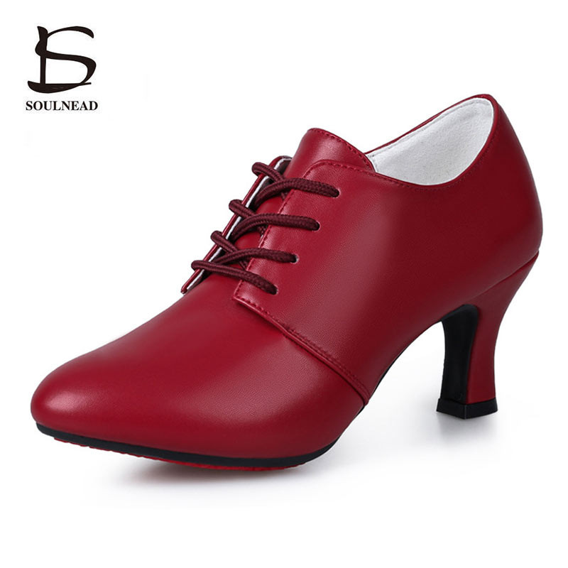 Latīņamerikas deju apavi Sieviešu flamenko apavi Ādas papēži Mīksta zole Moderna Salsas balles deju apavi Sieviešu džeza tango deju apavi