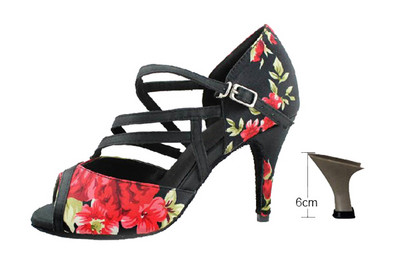 DILEECHI Latīņamerikas deju apavi Ķīniešu Style Sieviešu ziedu satīna mīksta zole Balles deju kurpes Salsa Samba Party kurpes