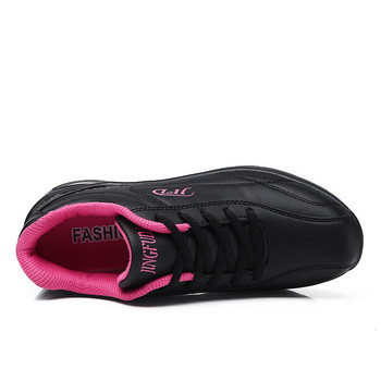 Дамски маркови маратонки Дамски удобни водоустойчиви кожени обувки с кошница Дамски маратонки с висока платформа Възглавница Спортни обувки