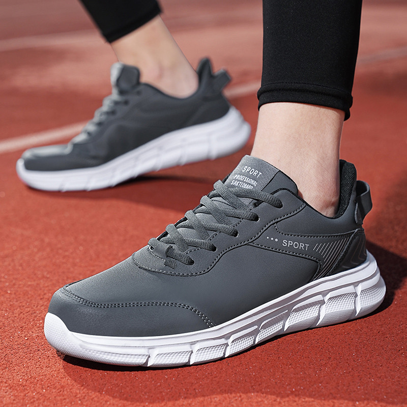 Vīriešu skriešanas apavi Ādas ūdensnecaurlaidīgas kedas vīriešiem, nodilumizturīgas vīriešu tenisa sporta apavi Chaussure Homme lielizmēra 39-48