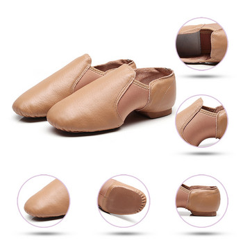 Обувки за джаз Дамски обувки за джаз танци за мъже Възрастни Деца Момичета Балет Йога Обувки за танци Естествена кожа Разделени кафяви плоски обувки