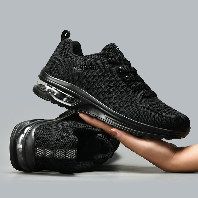 Skriešanas apavi Jauns sieta elpojošs unisex gaisa spilvens sieviešu sporta apavi zīmolu šņorēs Vīriešu āra kedas Fitnesa apavi 018
