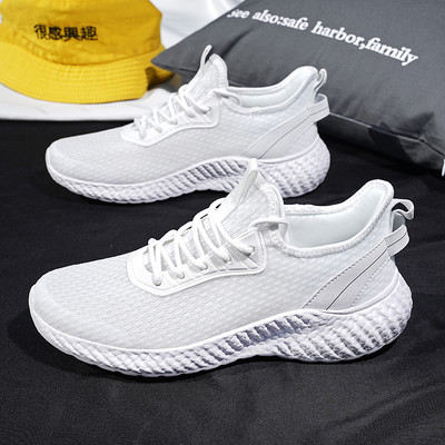 Бели размер 48 Летни мрежести мъжки обувки Леки маратонки Сникерси за бягане Нови меки подметки Удобни спортни спортни обувки 30 см