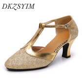 DKZSYIM Sieviešu deju apavi balles tango latīņu apavi Sieviešu modernās salsas ērtas mirdzums Close Toe 3cm-5cm papēža deju kedas