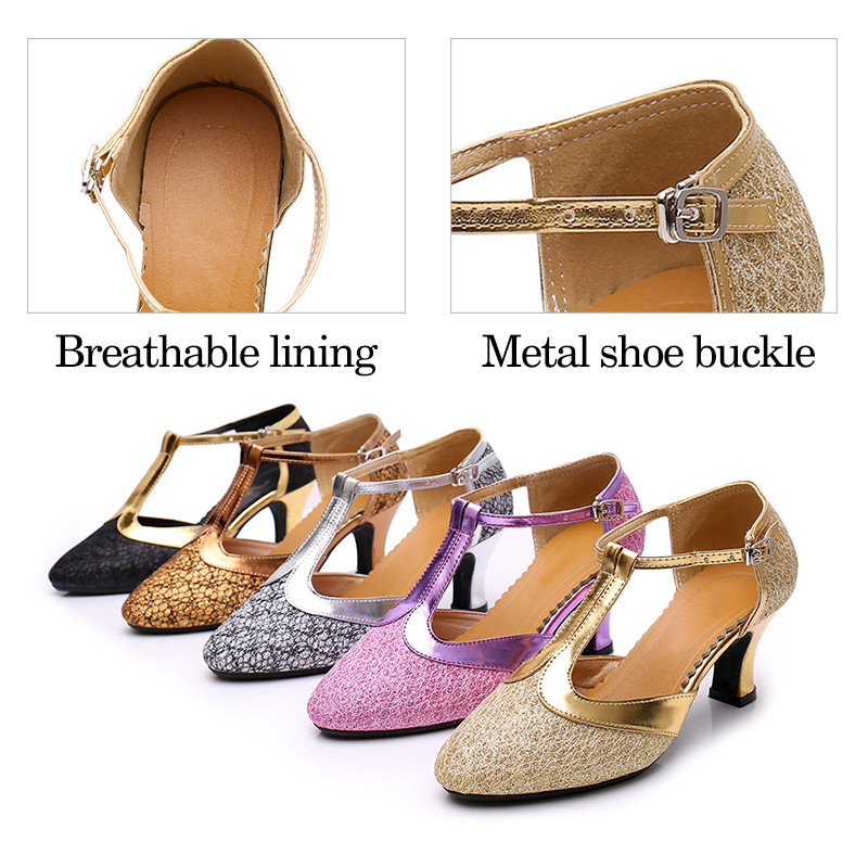 DKZSYIM Sieviešu deju apavi balles tango latīņu apavi Sieviešu modernās salsas ērtas mirdzums Close Toe 3cm-5cm papēža deju kedas