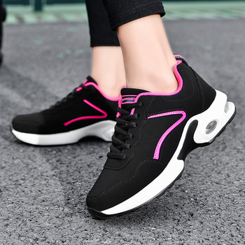 Велурени маратонки за жени Размер 42 Платформа на клин Черни женски обувки за пътно бягане с въздушна възглавница Леки дишащи ежедневни спортни обувки