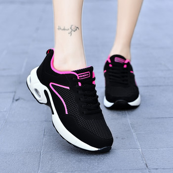 Suede Sneakers για Γυναικεία Μέγεθος 42 Wedge Platform Μαύρο Γυναικείο Αερό Μαξιλάρι Δρόμου Παπούτσια για τρέξιμο Ελαφρύ αναπνεύσιμο Casual Sports