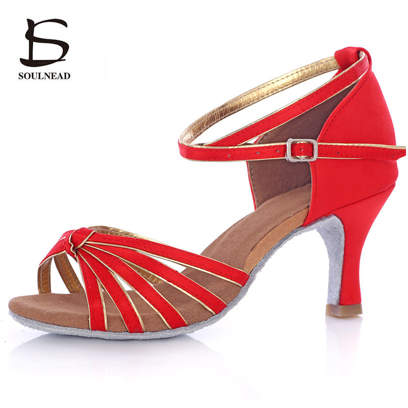 Moteris Latin Salsa šokių batai Raudoni šokių batai Moteriški tango šokių batai aukštakulniai 5 cm 7 cm Seksualūs moterų šokių sportbačiai