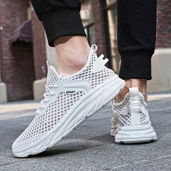 Мъжки ежедневни спортни обувки Леки маратонки Бели външни дишащи мрежести модни черни обувки за бягане Спортни обувки за джогинг Тенис