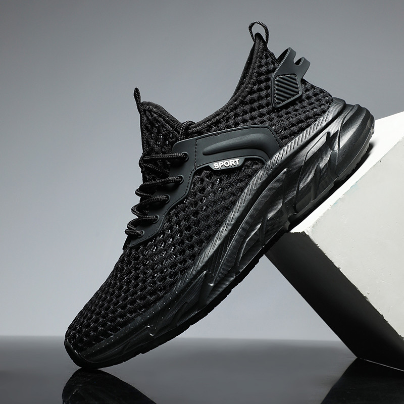 Vyriški laisvalaikio sportiniai bateliai Lengvi sportbačiai balti lauko orui pralaidūs tinkliniai madingi juodi bėgimo bateliai Sportiniai bėgimo teniso bateliai