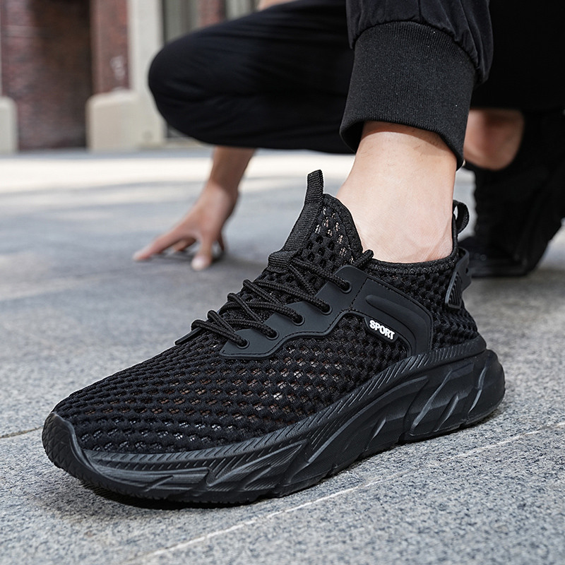 Vyriški laisvalaikio sportiniai bateliai Lengvi sportbačiai balti lauko orui pralaidūs tinkliniai madingi juodi bėgimo bateliai Sportiniai bėgimo teniso bateliai