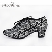Evkoodance Μέγεθος US 4-12 Dance Παπούτσια Μαύρα Με Διχτυωτό Τακούνι Ύψος 4,5cm Zapatos De Baile Professional Evkoo-563
