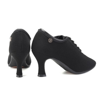 SWDZM Дамски обувки за латино танци Оксфорд Обувки за бални танци Тренировъчни маратонки за модерни танго танци Велур/гумена подметка 5/7,5 CM