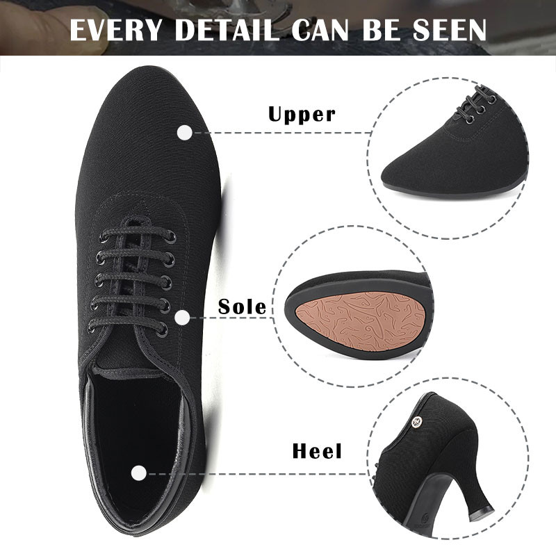 SWDZM moteriški Lotynų Amerikos šokių batai Oksfordo pramoginių šokių batai treniruotėms Modernūs tango šokių sportbačiai Zomšinis/guminis padas 5/7,5 cm