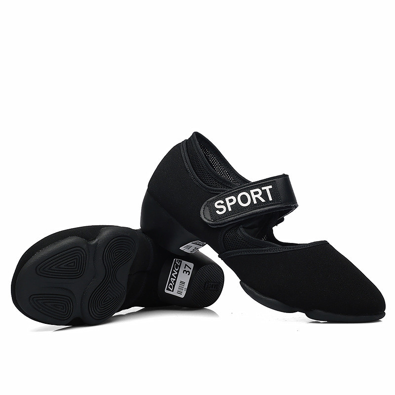 Kvadrātveida deju apavi sievietēm pieaugušajiem ar zemu papēžu mīksto zoli balles dejām vasaras sieta elpojošas pusmūža kedas