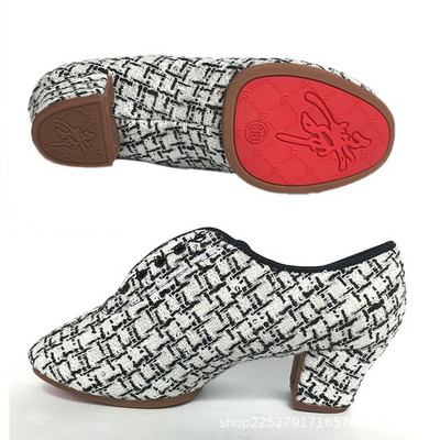 Új stílusú rácsos latin tánccipők női puha talp Tanári sport négyzet alakú tánccipők modern női cipők cipők