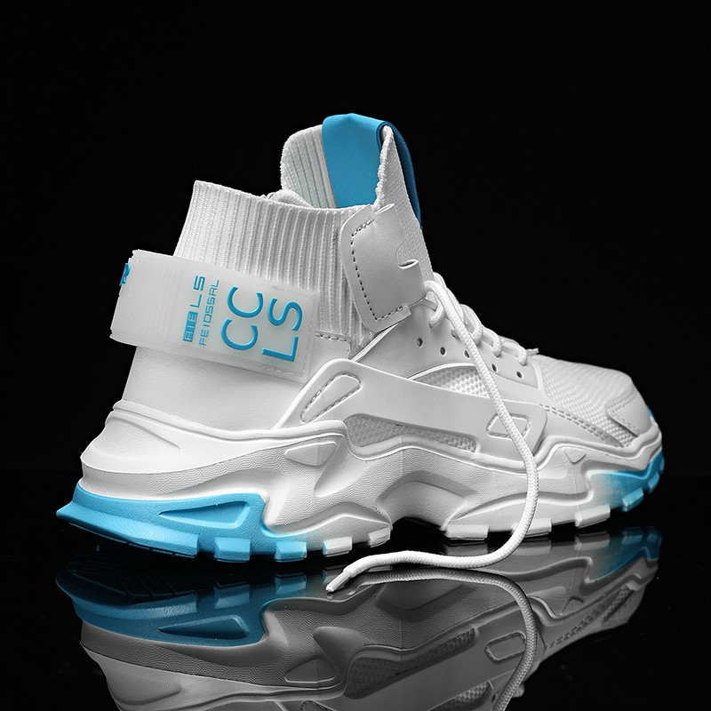 2020 m. nauji vyriški sportbačiai kojinės batai lengvi didelio dydžio bėgimas 47 dydis balta oranžinė vaikščiojimas aukšta viršūne bėgiojimas lauke vienspalvis