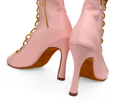 Sieviešu deju apavi 8,5 cm Latin Salsa deju apavi Tango Kurpes Lady Tan Satin Party Latin Dance Shoes Girls Club Party Deju apavi