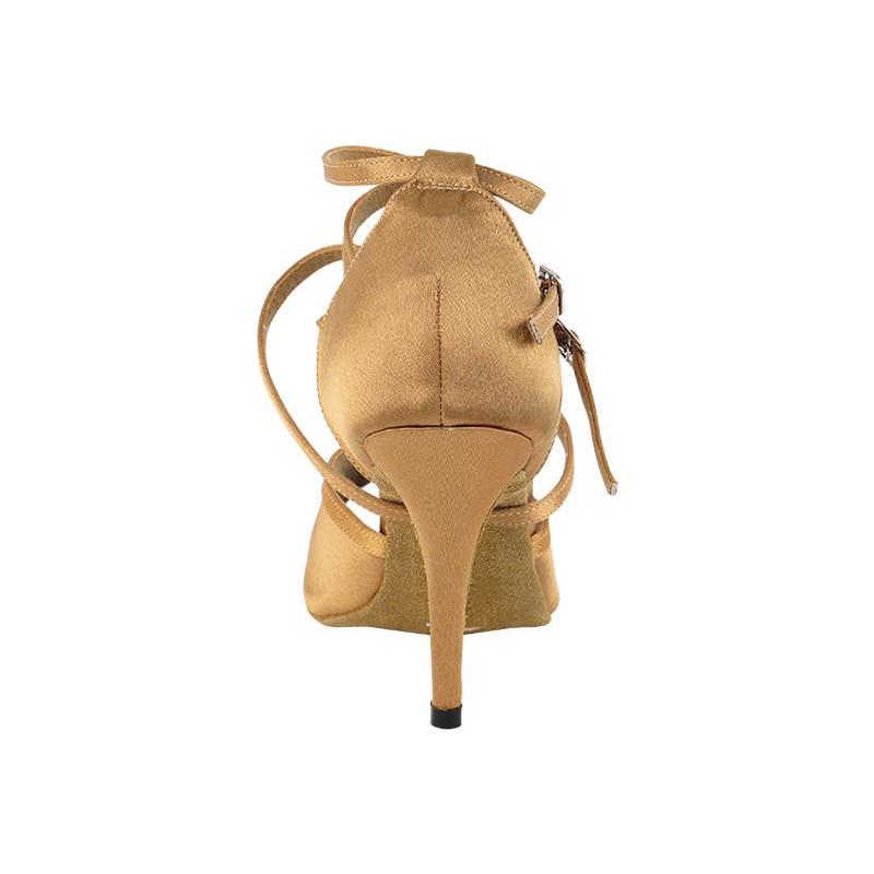 Sieviešu deju apavi 8,5 cm Latin Salsa deju apavi Tango Kurpes Lady Tan Satin Party Latin Dance Shoes Girls Club Party Deju apavi