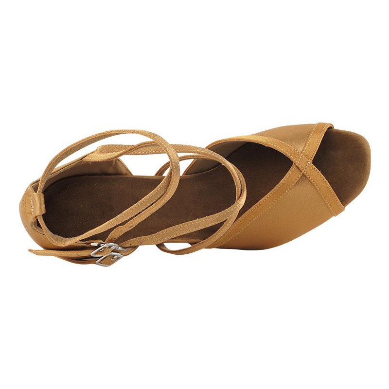 Sieviešu deju apavi 8,5 cm Latin Salsa deju apavi Tango Kurpes Lady Tan Satin Party Latin Dance Shoes Girls Club Party Deju apavi