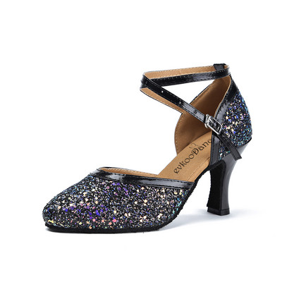 2022 New Practice Γυναικεία παπούτσια χορού 7 εκ. Glitter Γυναικεία Κοντά δάχτυλα Latin Salsa Tango Dance Shoes Παπούτσια Latin Party Dancing