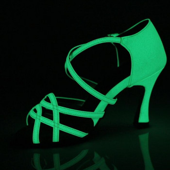 Най-нов стил Светещи обувки на висок ток 10 см за латино танци цвете pu Професионални бални обувки за латино салса танци