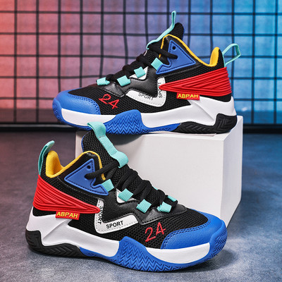 Gyerekkosárcipő Divat fiúk Férfi kosárlabdacipők Magas felső kosárlabdacipők fiúk Könnyű sportcipők Gyerekedzőcipők