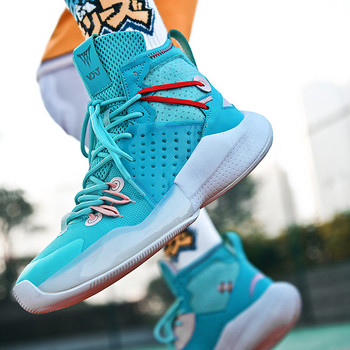 Оригинални мъжки баскетболни обувки с най-високо качество, сини баскетболни маратонки Мъжки комфортни дишащи високи тренировъчни обувки basket homme