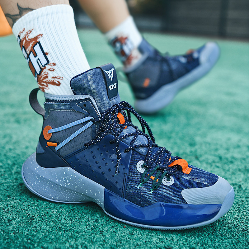 Oriģinālas vīriešu basketbola apavu augstākās kvalitātes zilas basketbola apavi Man komfortabli elpojoši augstas augšdaļas treniņu zābaku grozs homme