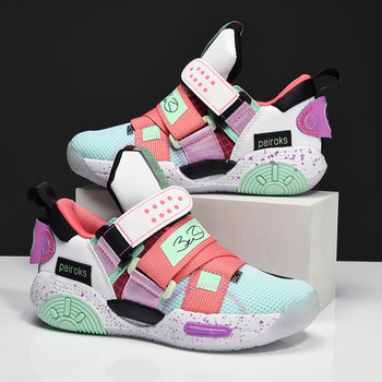 2022 Марка за момчета Баскетболни обувки за деца Маратонки Момичета Момчета Дишащи спортни обувки с висока горна част Детски маратонки с меко дъно