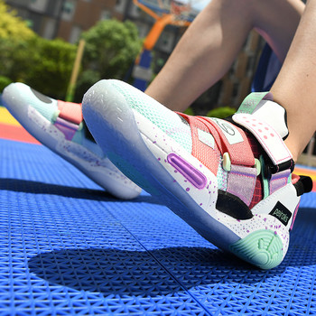2022 Марка за момчета Баскетболни обувки за деца Маратонки Момичета Момчета Дишащи спортни обувки с висока горна част Детски маратонки с меко дъно