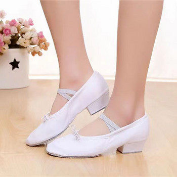 USHINE Платнени обувки за учители с ниски токчета Меки обувки за бални танци Salsa Tango Ballet Dance Shoes Children Girls Women