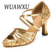 NATASHA2023 Zelta pavasaris un vasara Jauni iekštelpu deju apavi Draudzības deju apavi pieaugušajiem deju apavi vidēji augstiem papēžiem