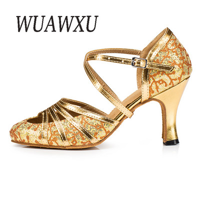 NATASHA2023 Zelta pavasaris un vasara Jauni iekštelpu deju apavi Draudzības deju apavi pieaugušajiem deju apavi vidēji augstiem papēžiem