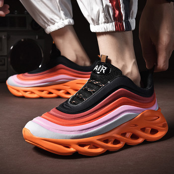 Ανδρικά παπούτσια για τρέξιμο Αθλητικά παπούτσια με λεπίδα, ανθεκτικά στους κραδασμούς, αναπνεύσιμα ανδρικά αθλητικά παπούτσια για βάδισμα γυμναστικής πλατφόρμας αύξησης ύψους