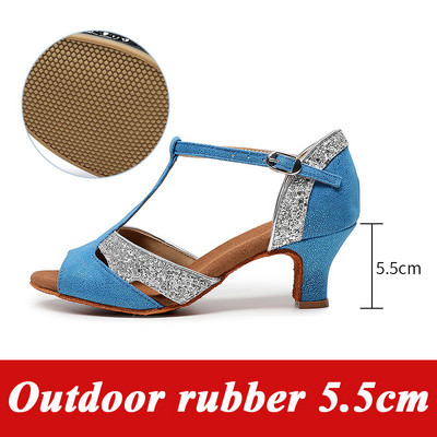 Kõrge kontsaga 5,5 cm Latin Ballroom Dance Kingad Cha Rumba Flamingo Dancers Moodsad ladina tango tantsukingad naiste kontsadele