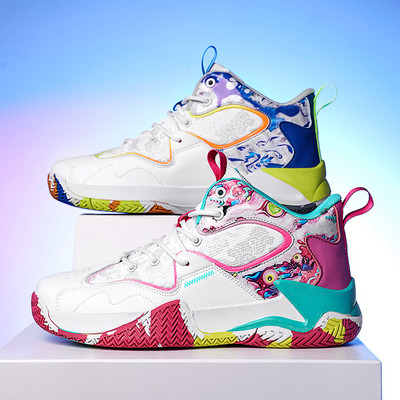 Vīriešu basketbola apavi pretslīdēšanas sporta zābaki, elpojoši āra basketbola apavi Treniņu apavi Dzeltenas kedas