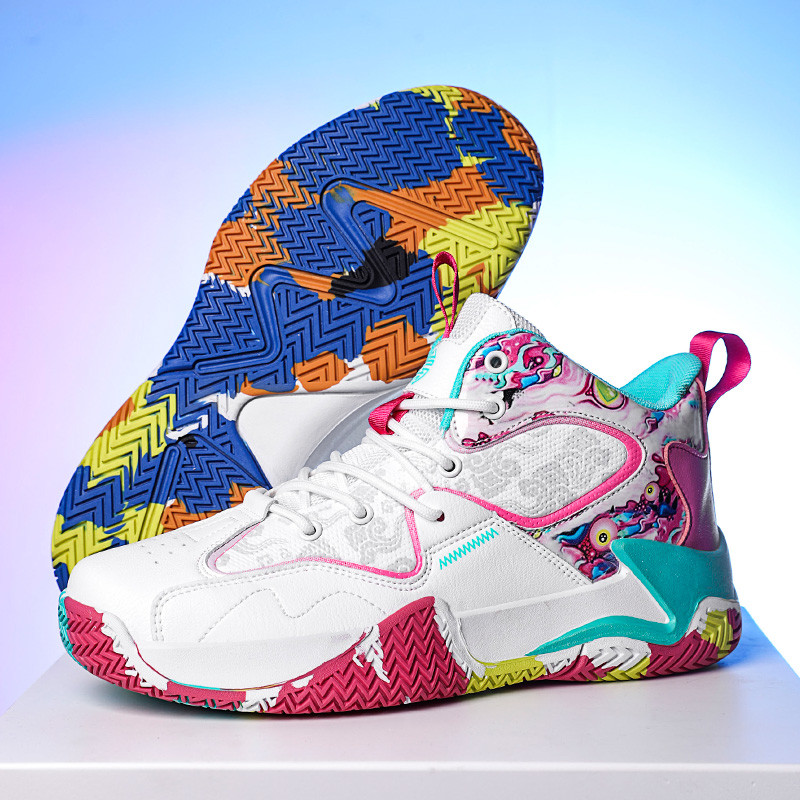 Vīriešu basketbola apavi pretslīdēšanas sporta zābaki, elpojoši āra basketbola apavi Treniņu apavi Dzeltenas kedas