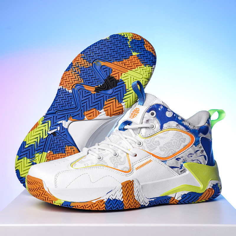 Vīriešu basketbola apavi pretslīdēšanas sporta zābaki, elpojoši āra basketbola apavi Treniņu apavi Dzeltenas kedas