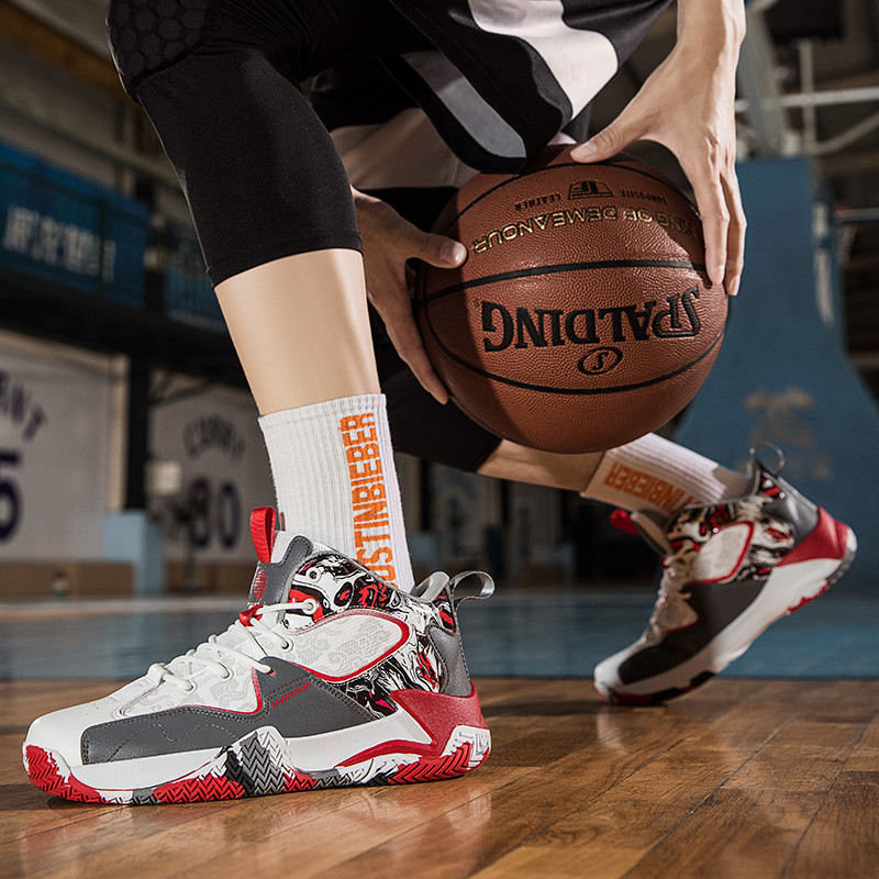 Vīriešu basketbola apavi pretslīdēšanas sporta zābaki, elpojoši āra basketbola apavi Treniņu apavi Dzeltenas kedas