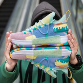 Vyriški krepšinio batai sportiniai bateliai madingi laisvalaikio batai skraidantys austi kvėpuojantys patogūs sportiniai bėgimo elastiniai neslystantys batai