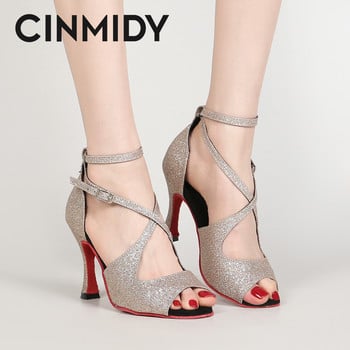 Γυναικεία παπούτσια χορού CINMIDY Leopard Latin Dance Παπούτσια χορού Tango Salsa Παπούτσια χορού με μαλακή σόλα για πάρτι Γυναικεία σανδάλια