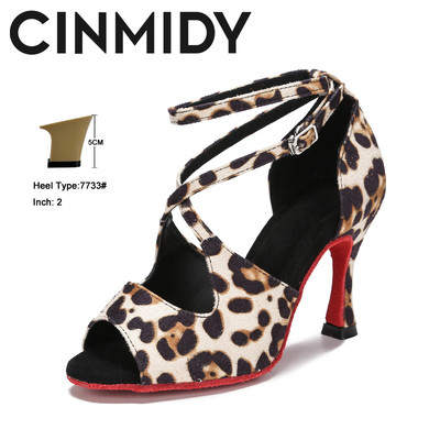 CINMIDY Leopard latīņu deju apavi Sieviešu balles deju apavi Tango Salsa deju apavi iekštelpu apavi ballītēm ar mīkstu zoli Sieviešu sandales