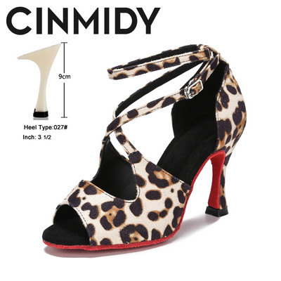CINMIDY Leopard latīņu deju apavi Sieviešu balles deju apavi Tango Salsa deju apavi iekštelpu apavi ballītēm ar mīkstu zoli Sieviešu sandales