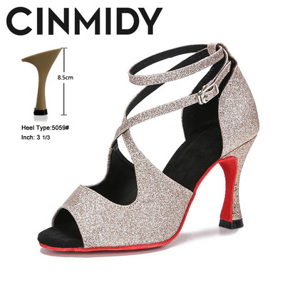 CINMIDY Leopard latīņu deju apavi Sieviešu balles deju apavi Tango Salsa deju apavi iekštelpu apavi ballītēm ar mīkstu zoli Sieviešu sandales