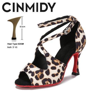 CINMIDY Leopard latīņu deju apavi Sieviešu balles deju apavi Tango Salsa deju apavi iekštelpu apavi ballītēm ar mīkstu zoli Sieviešu sandales